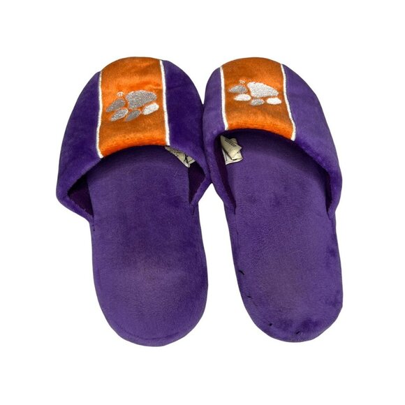 Clemson Tigers Slippers Unisex Kids Purple Orange Tiger Paw Slip On Size XL 7-8 - Picture 4 of 7